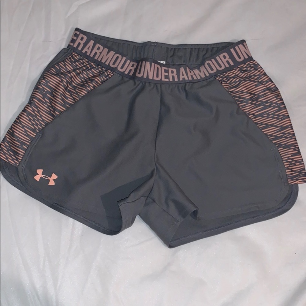 Grey and Coral Under Armour Shorts